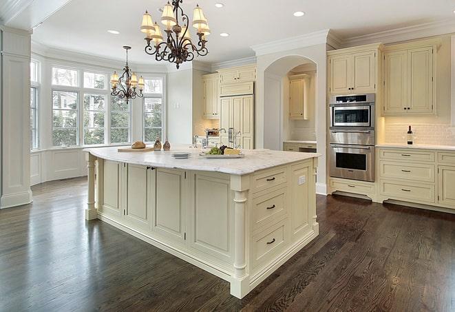 beautiful laminate flooring in a spacious kitchen in Carmichael CA